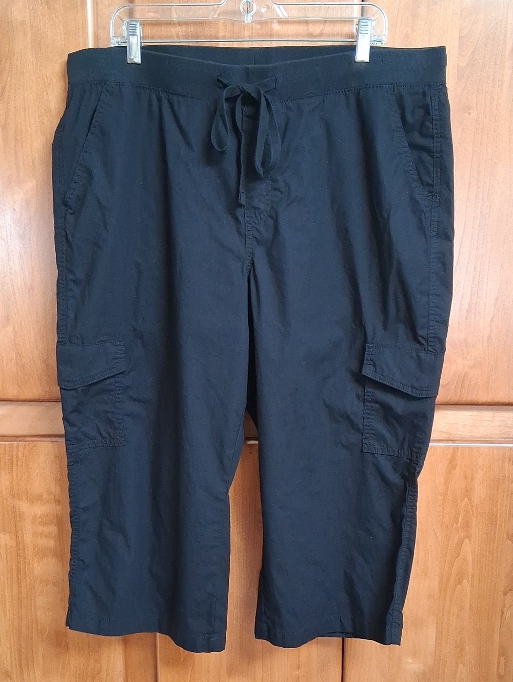 Cotton Black 6 Pocket Capris XXL
